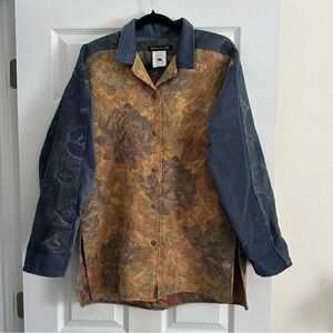 Size L Vintage Village Factory Cotton Floral Tapestry Jacket Coat